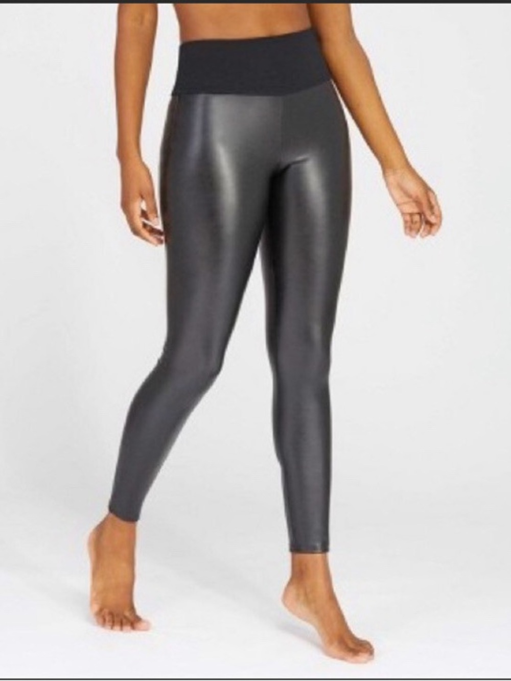 Assets By Spanx High-Waist Faux Leather Leggings - Black
